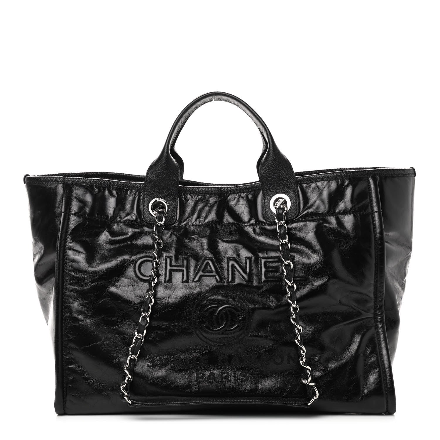 Chanel Glazed Calfskin Large Deauville Tote Black 1 of 10