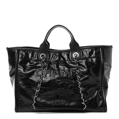 Chanel Glazed Calfskin Large Deauville Tote Black 1 of 10