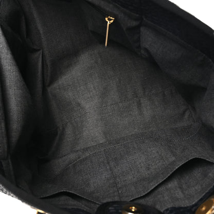 Chanel Straw Raffia Calfskin Chain Small Deauville Tote Black 5 of 10