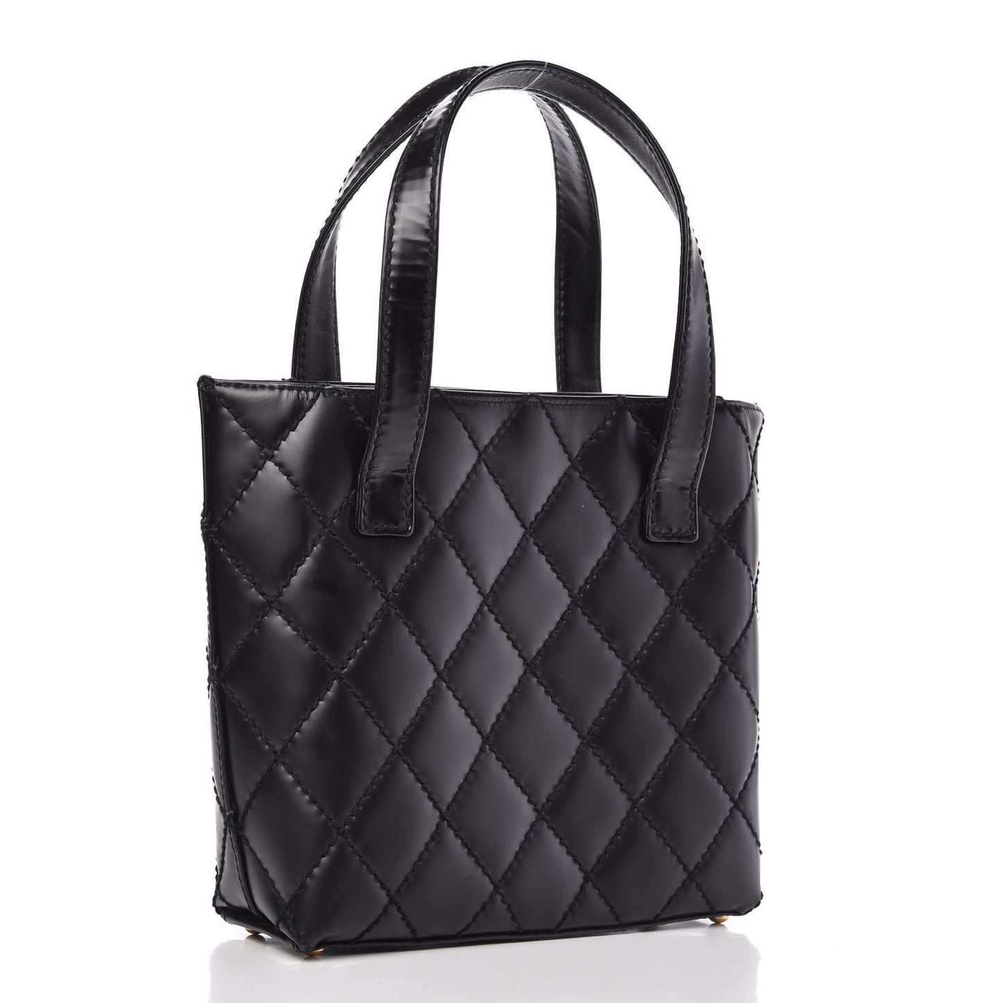Calfskin Quilted Small Surpique Stitch Tote Black