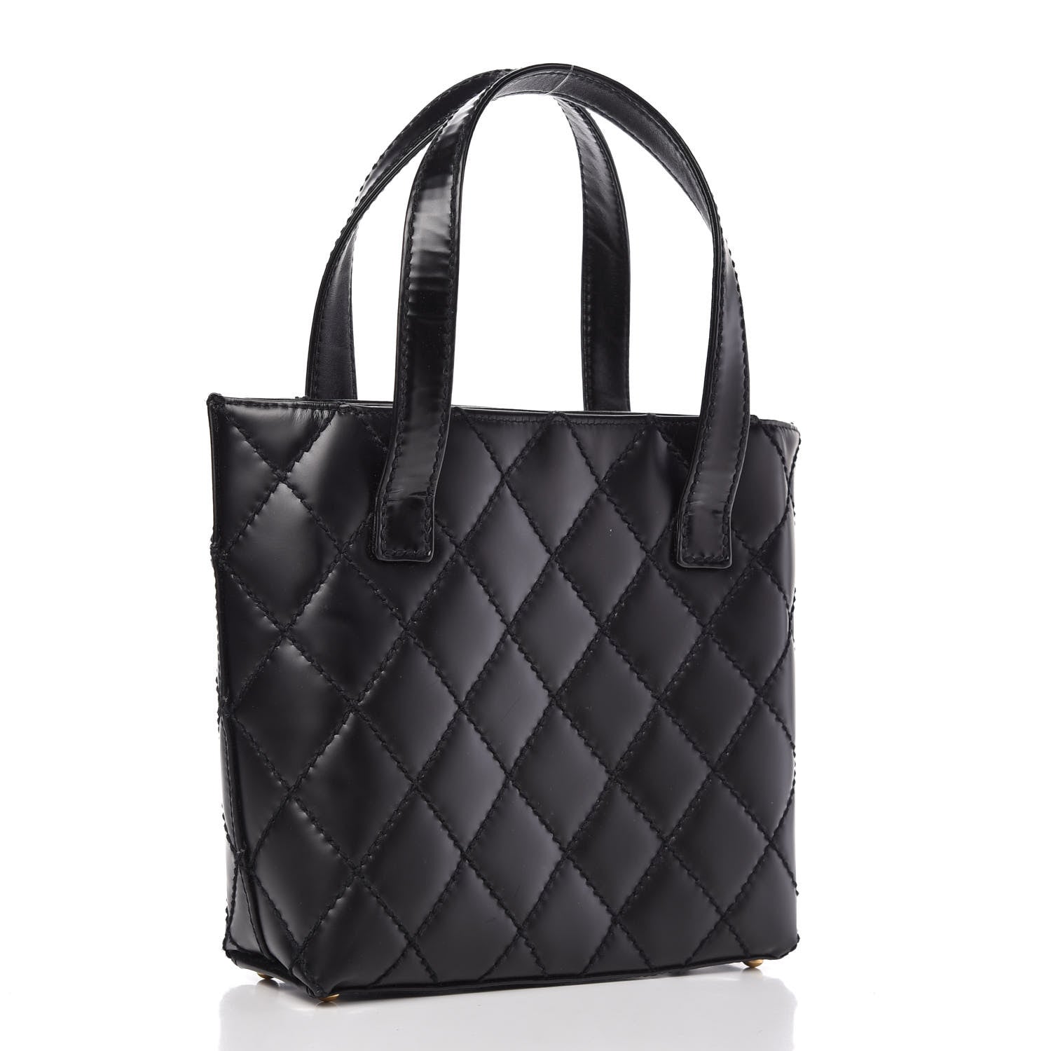 Chanel Calfskin Quilted Small Surpique Stitch Tote Black 3 of 9