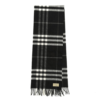 Burberry Cashmere Giant Check Fringe Scarf Black 2 of 4