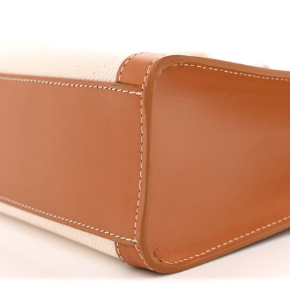 Celine Canvas Calfskin Logo Print Vertical Cabas Natural Tan 10 of 10