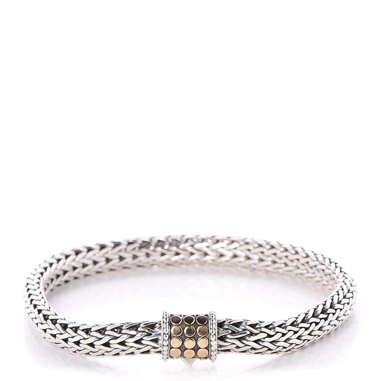 John Hardy Sterling Silver 18K Yellow Gold 6.5mm Classic Chain Dot Bracelet 1 of 5