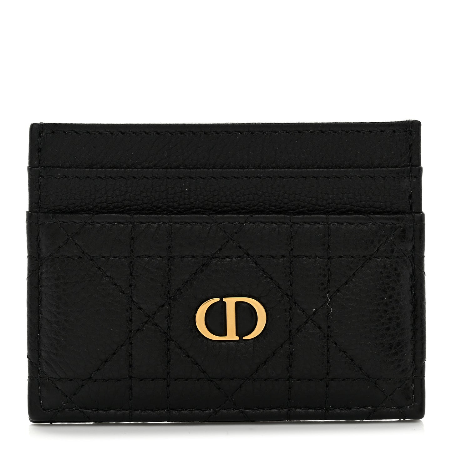 Supple Calfskin Cannage Caro Freesia Card Holder Black