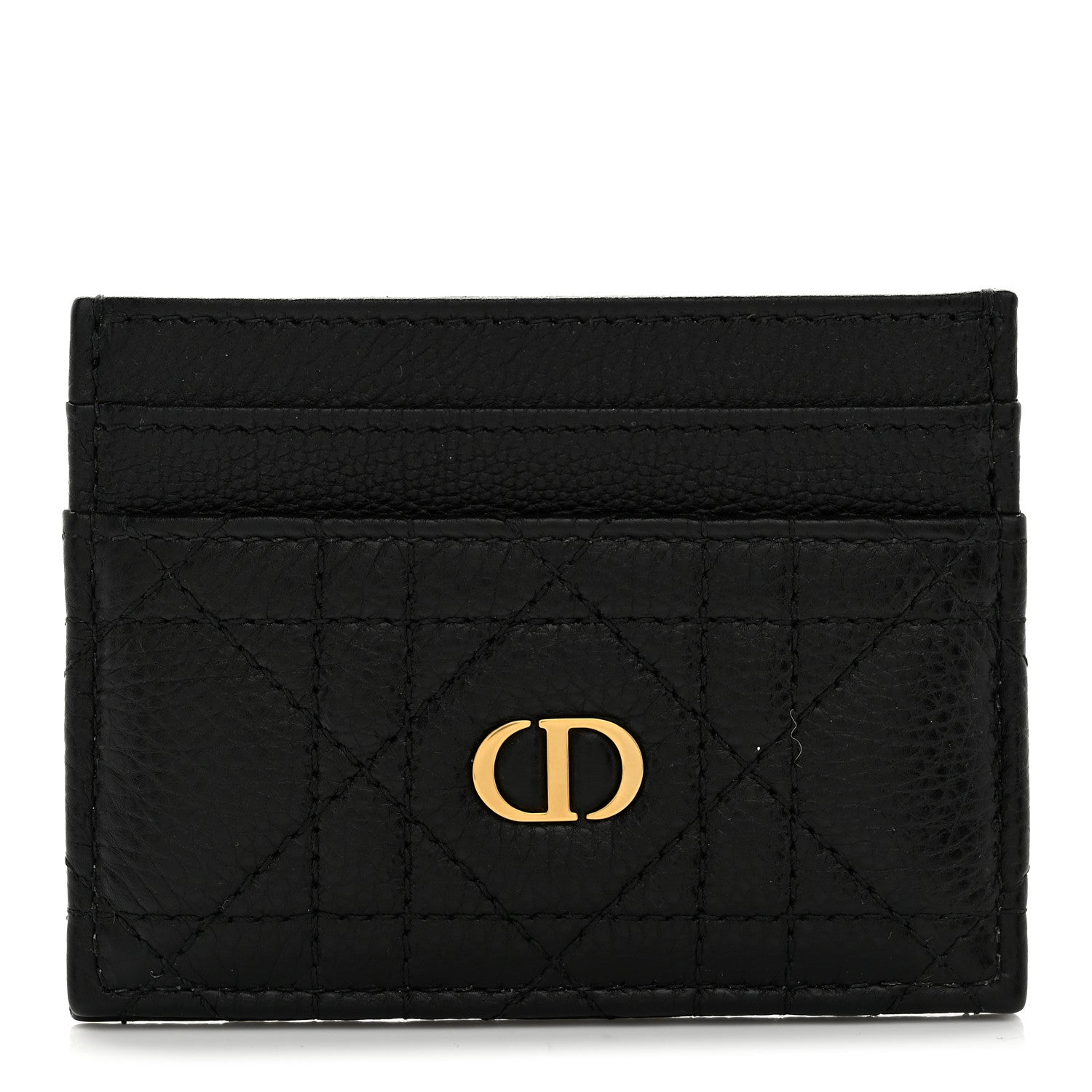 Christian Dior Supple Calfskin Cannage Caro Freesia Card Holder Black 1 of 8
