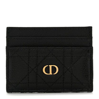 Christian Dior Supple Calfskin Cannage Caro Freesia Card Holder Black 1 of 8