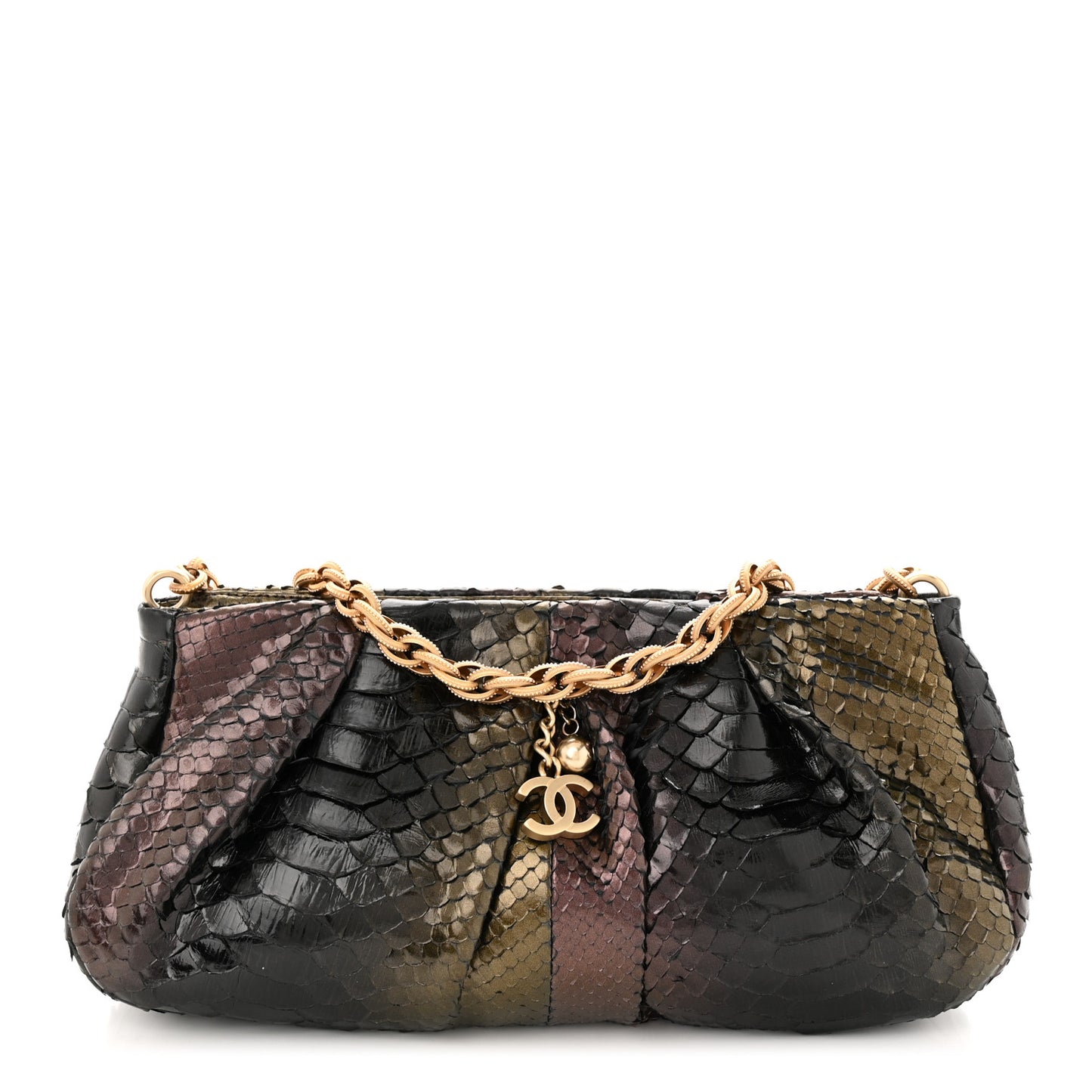 Metallic Snakeskin Clutch Black Multicolor