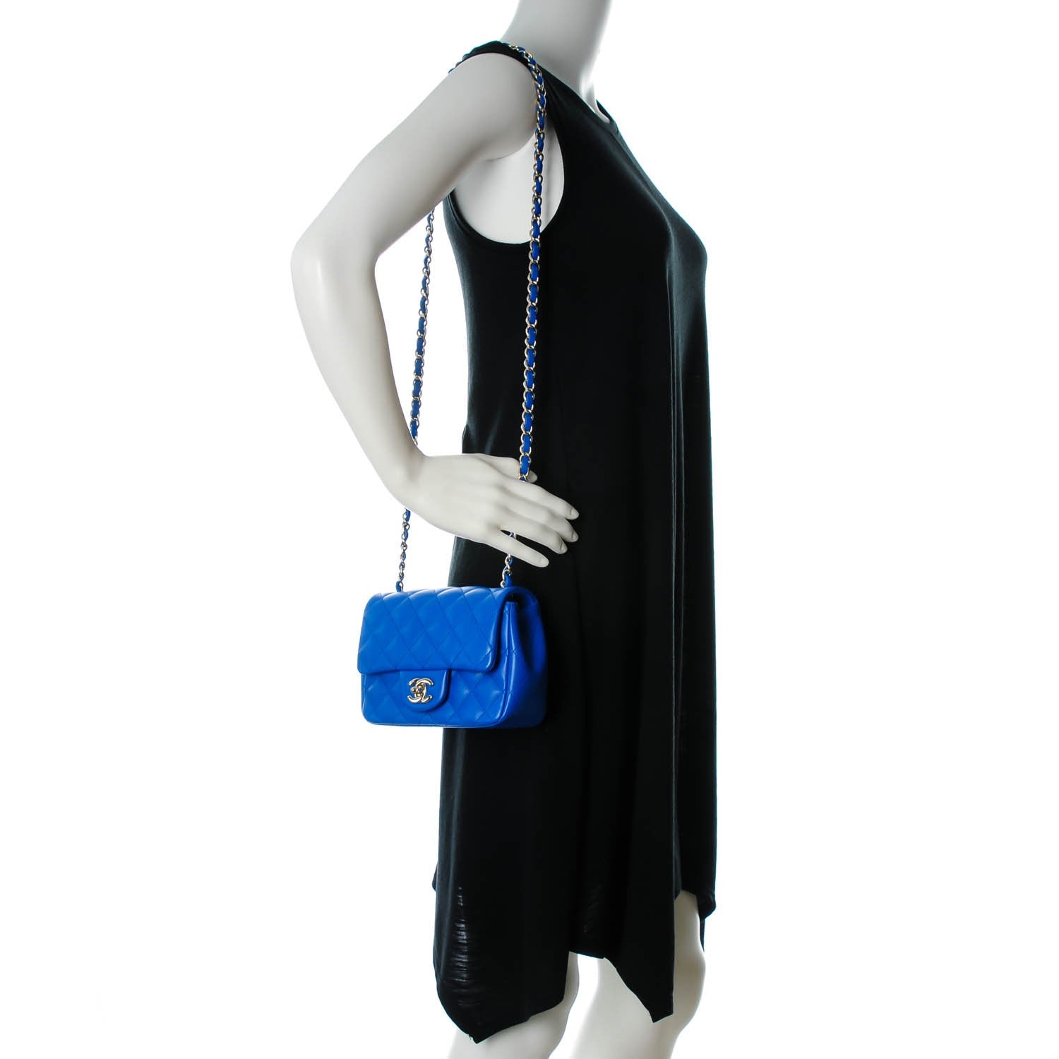 Chanel Lambskin Quilted Mini Square Flap Blue 2 of 8