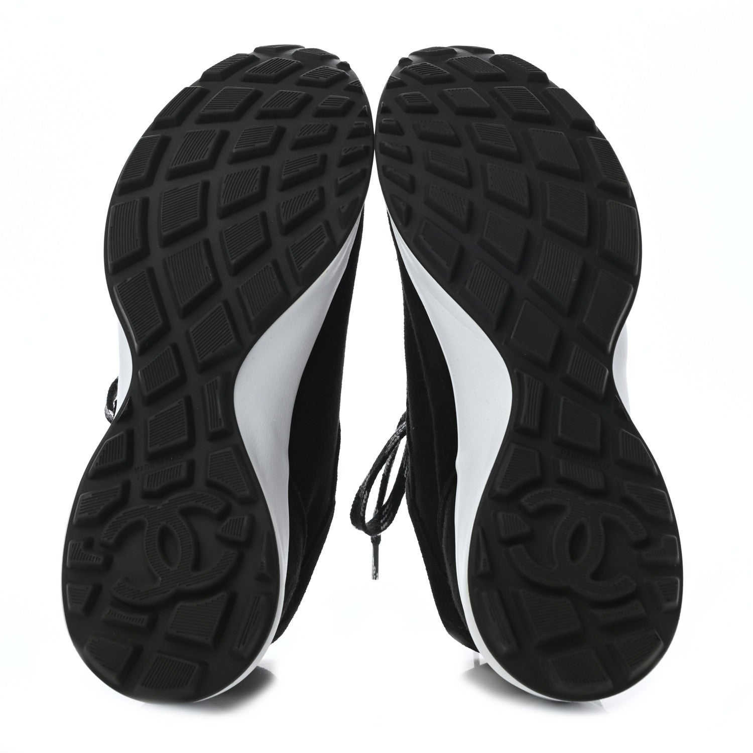 Chanel Suede Goatskin CC Sneakers 37.5 Black 5 of 8