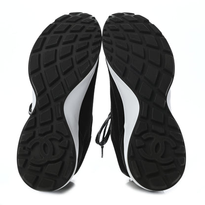 Chanel Suede Goatskin CC Sneakers 37.5 Black 5 of 8