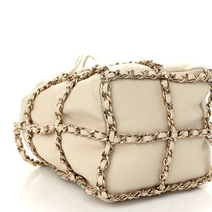 Chanel Lambskin Bucket Chain Drawstring Bag Beige 9 of 10