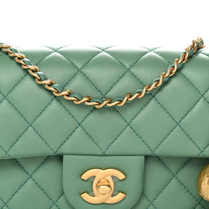 Chanel Lambskin Quilted Mini Rectangular Pearl Crush Flap Dark Green 8 of 11