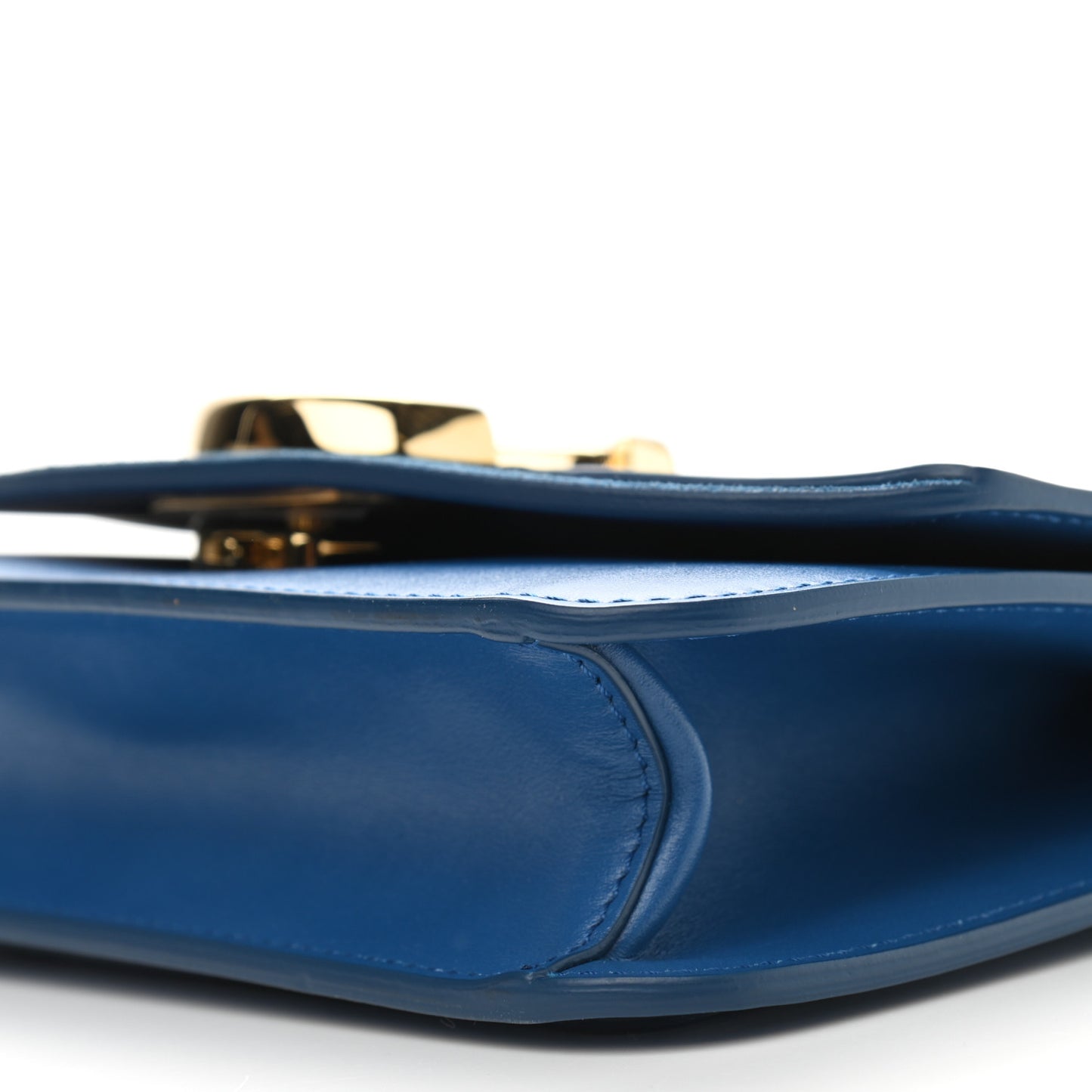 Calfskin Suede C Clutch With Chain Smoky Blue