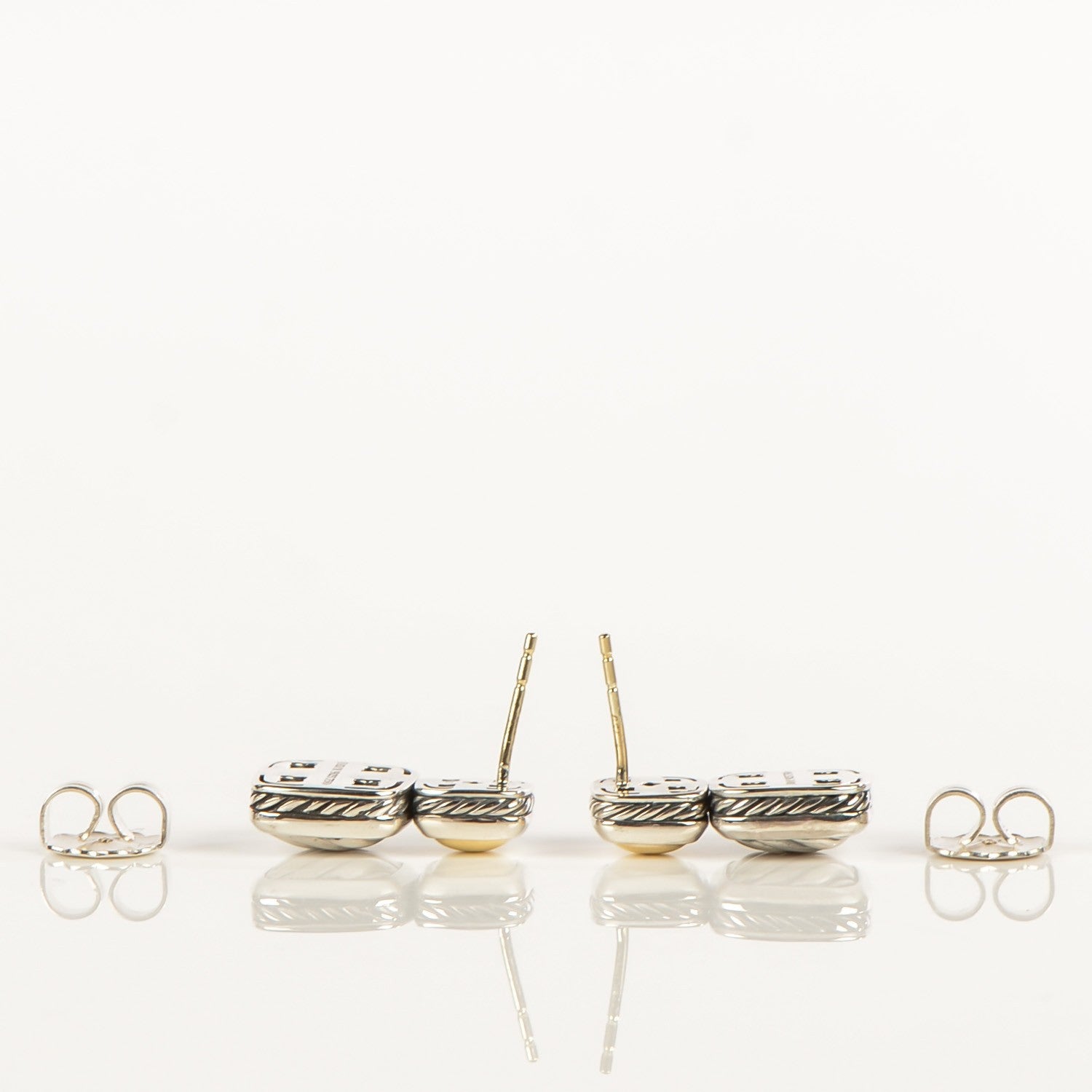 David Yurman Sterling Silver 18K Yellow Gold Cable Albion Earrings 4 of 7