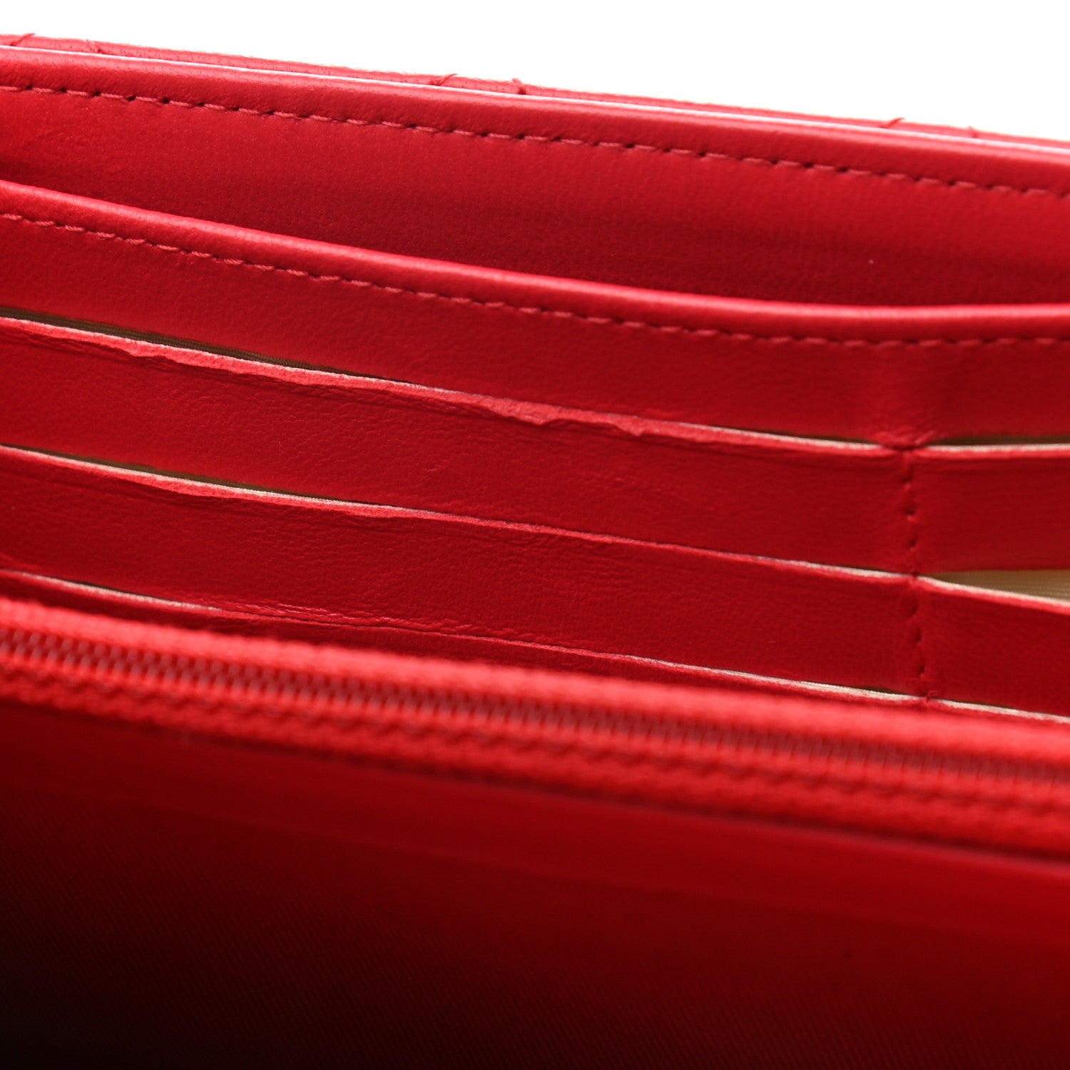 Chanel Lambskin Quilted Large Gusset Flap Wallet Red 10 of 12
