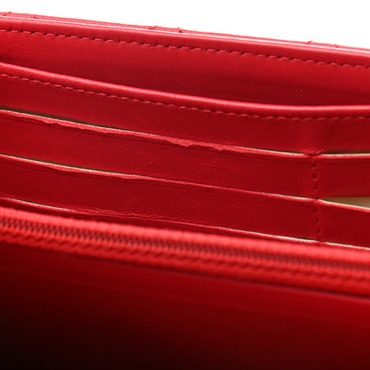 Chanel Lambskin Quilted Large Gusset Flap Wallet Red 10 of 12