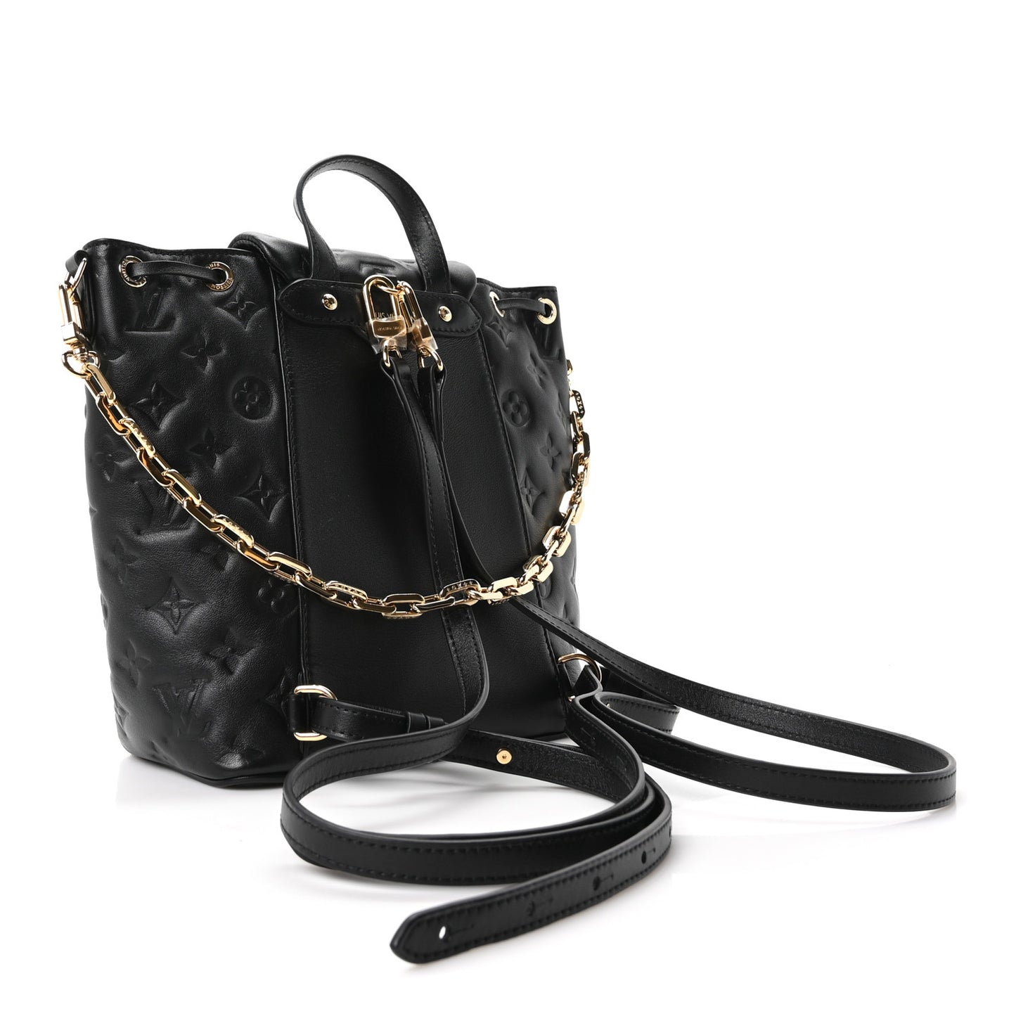 Lambskin Embossed Monogram Coussin PM Backpack Black