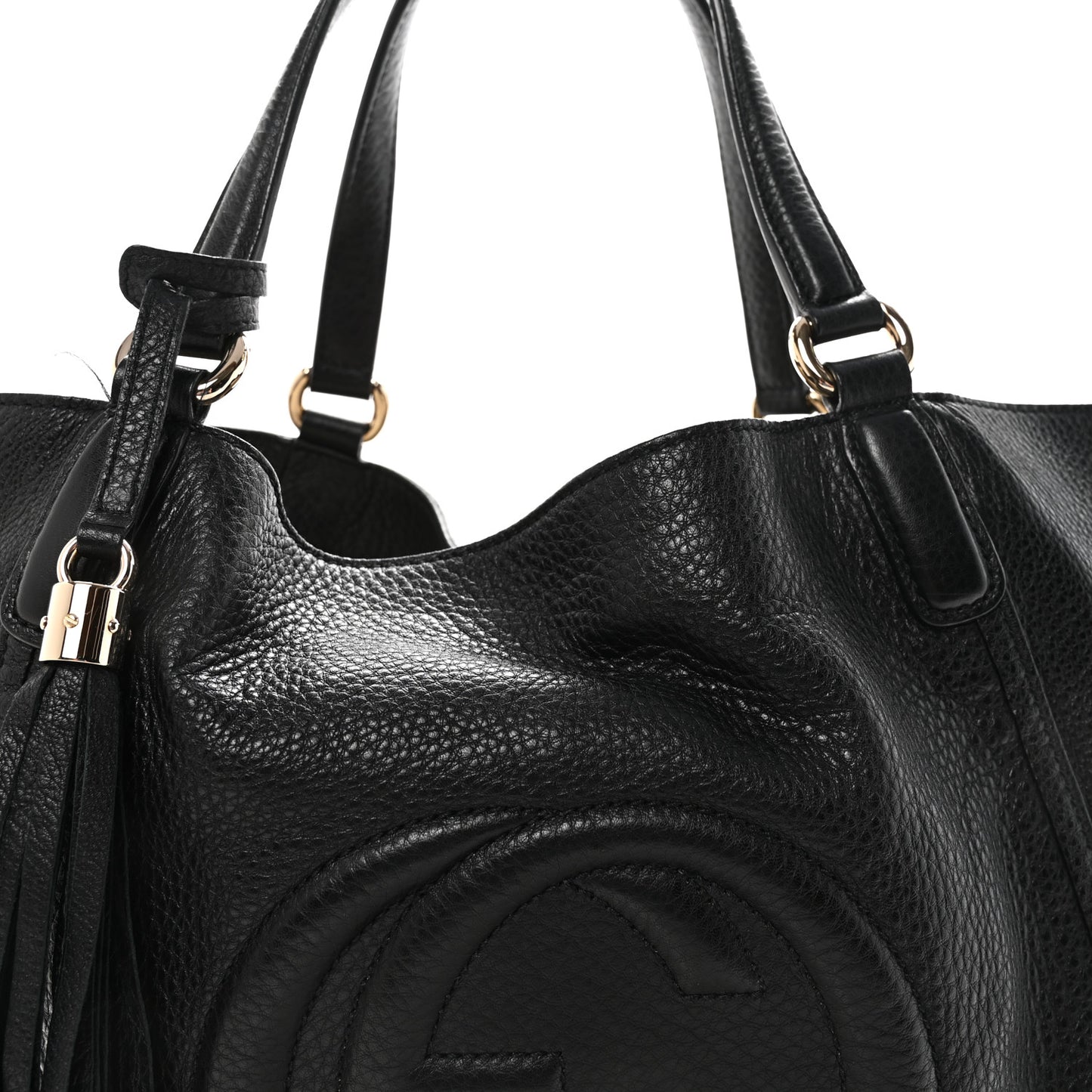 Pebbled Calfskin Medium Soho Shoulder Bag Black