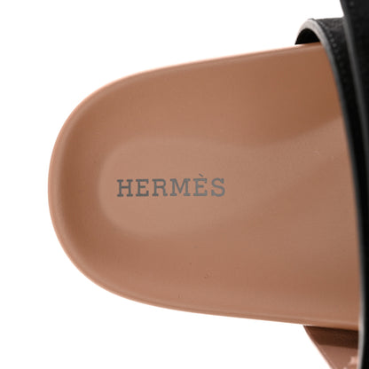 Hermes Suede Goatskin Womens Chypre Sandals 38 Rose Perle Black 7 of 9