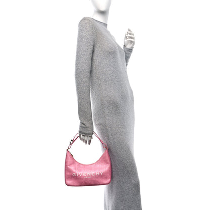 Givenchy Coated Canvas Logo 4G Embossed Small Moon Cut Out Shoulder Bag Pink 3 of 10