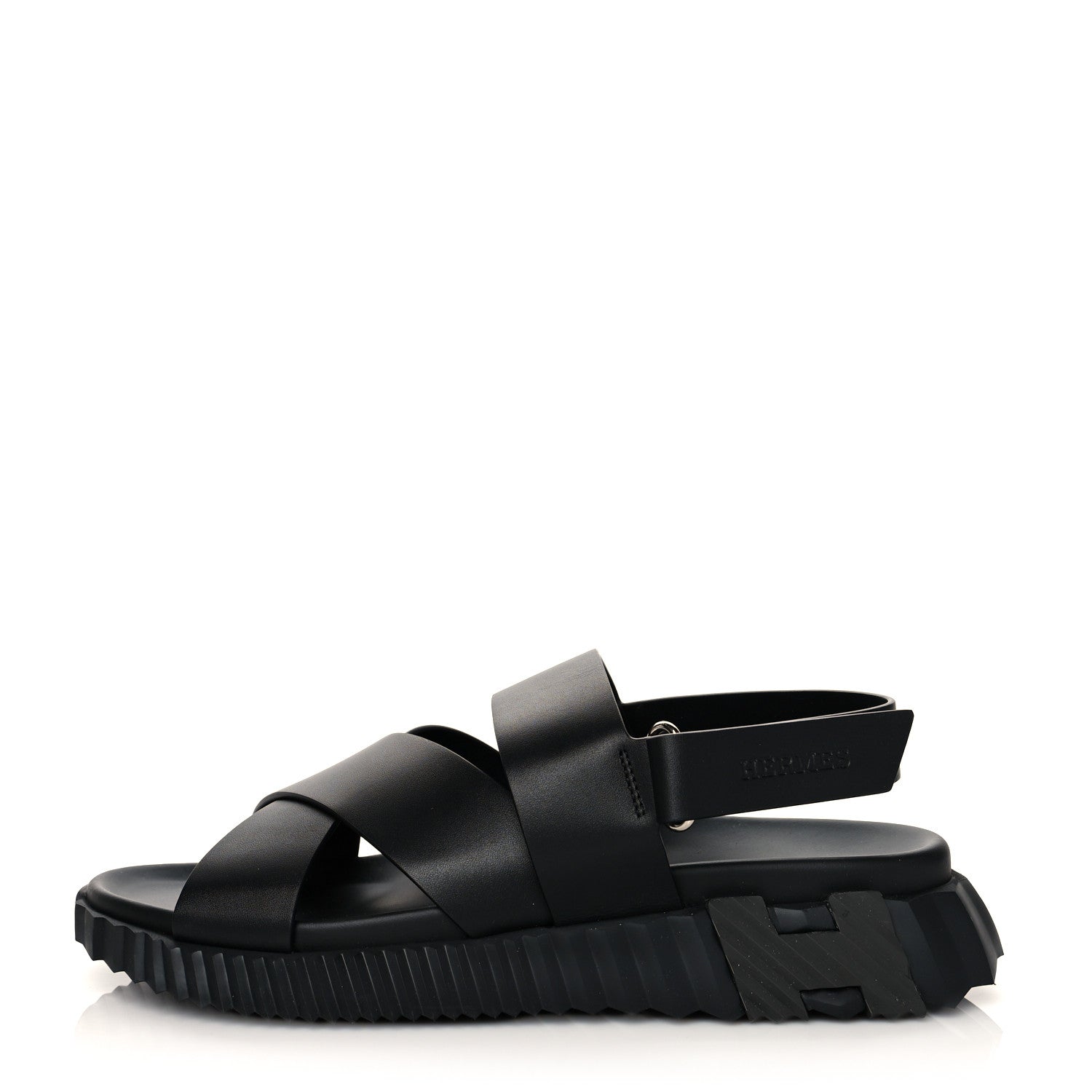 Hermes Calfskin Goatskin Mens Electric Sandals 42 Black 1 of 8