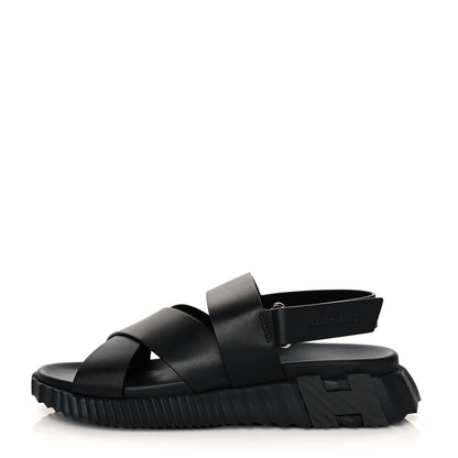 Hermes Calfskin Goatskin Mens Electric Sandals 42 Black 1 of 8