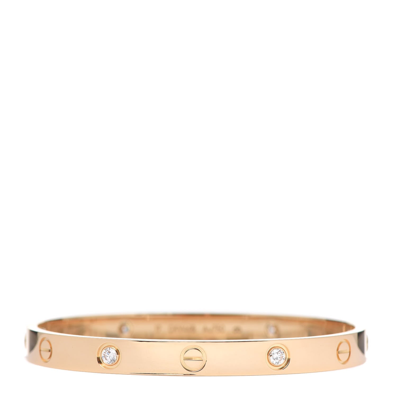 Cartier 18K Yellow Gold 4 Diamond LOVE Bracelet 17 3 of 8