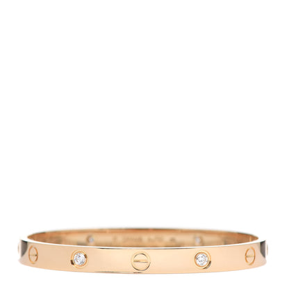 Cartier 18K Yellow Gold 4 Diamond LOVE Bracelet 17 3 of 8