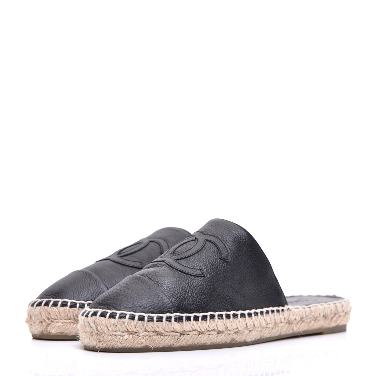 Calfskin CC Espadrille Mules 39 Black