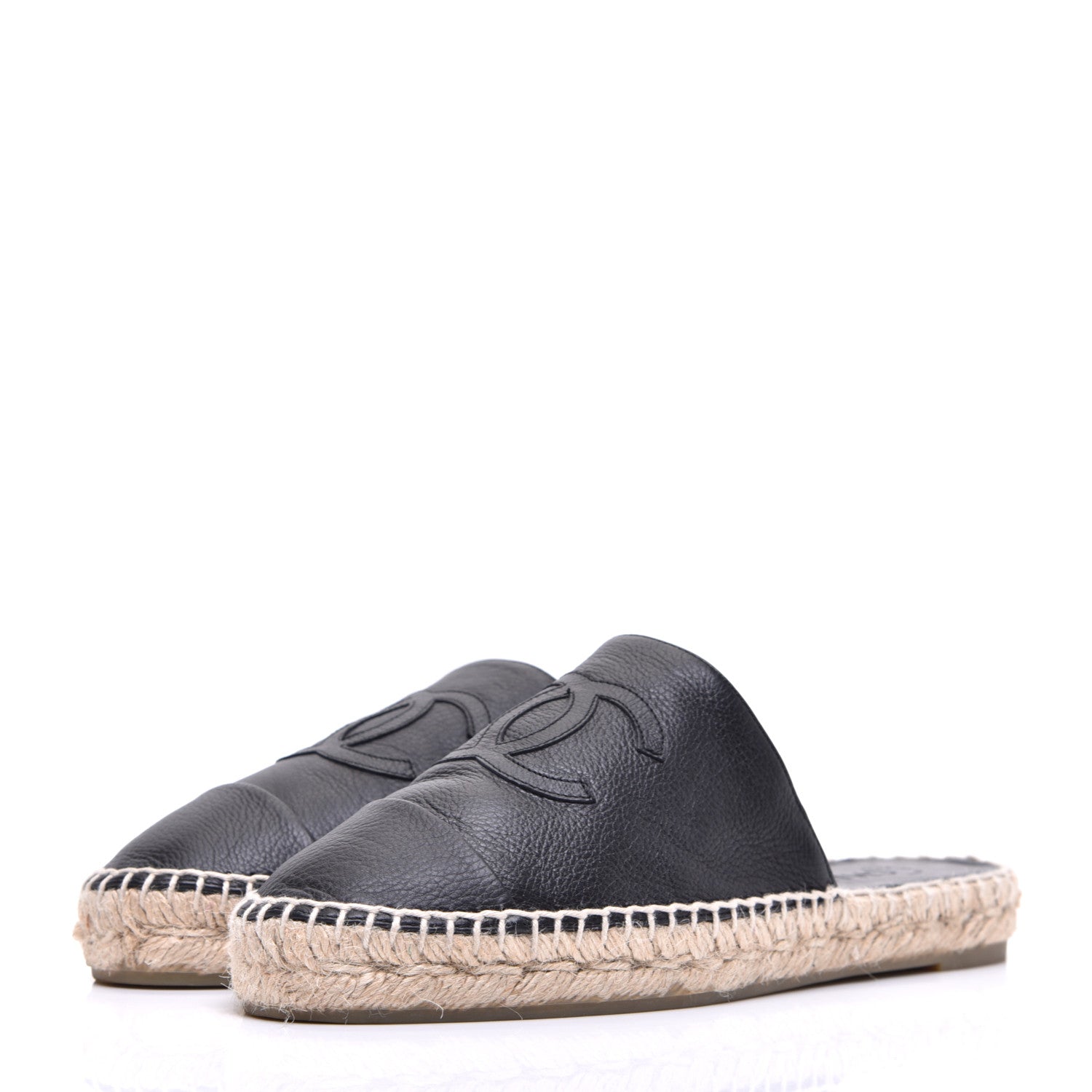 Chanel Calfskin CC Espadrille Mules 39 Black 3 of 11