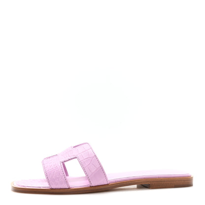 Hermes Matte Crocodile Oran Sandals 37 1 of 10