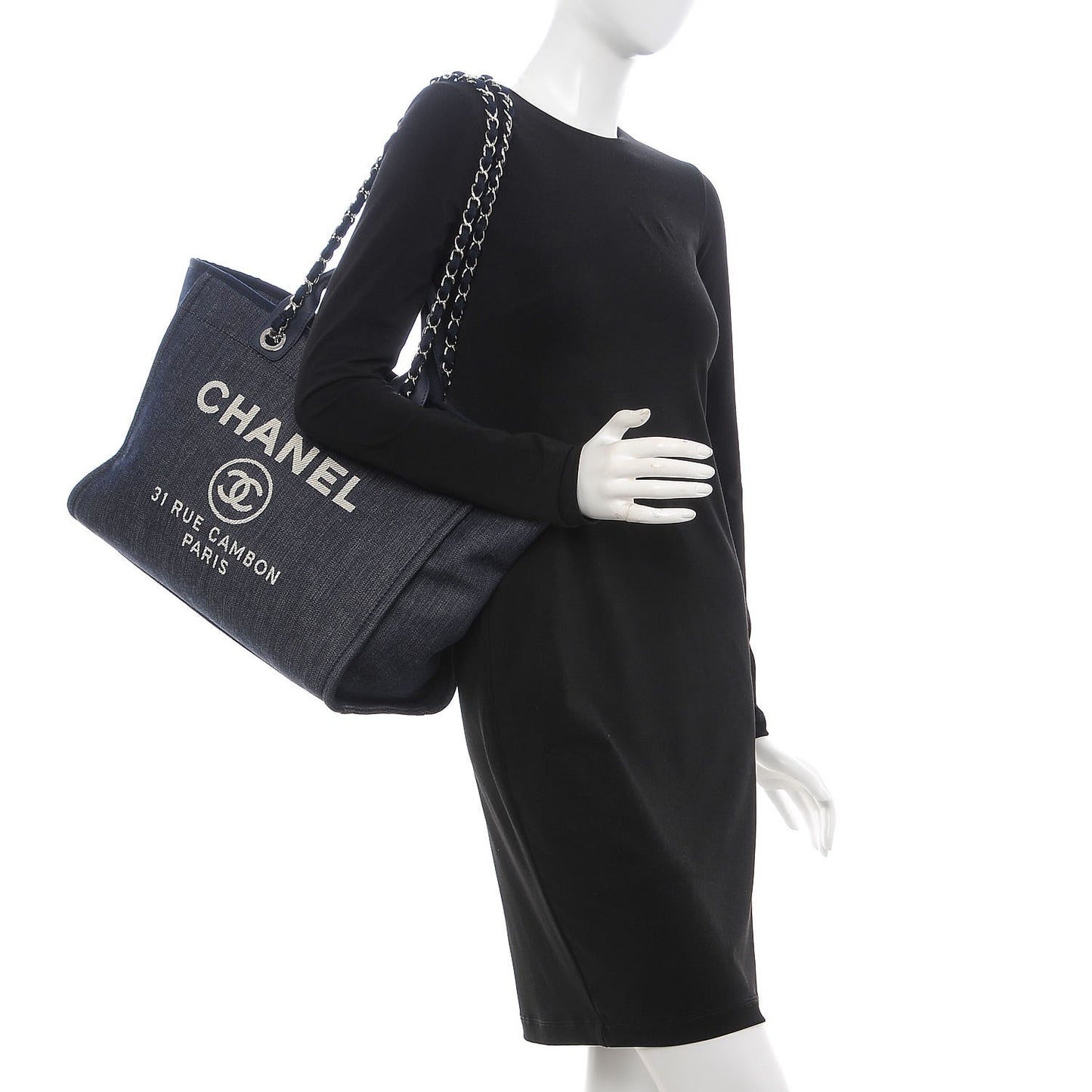 Denim Large Deauville Tote Dark Blue