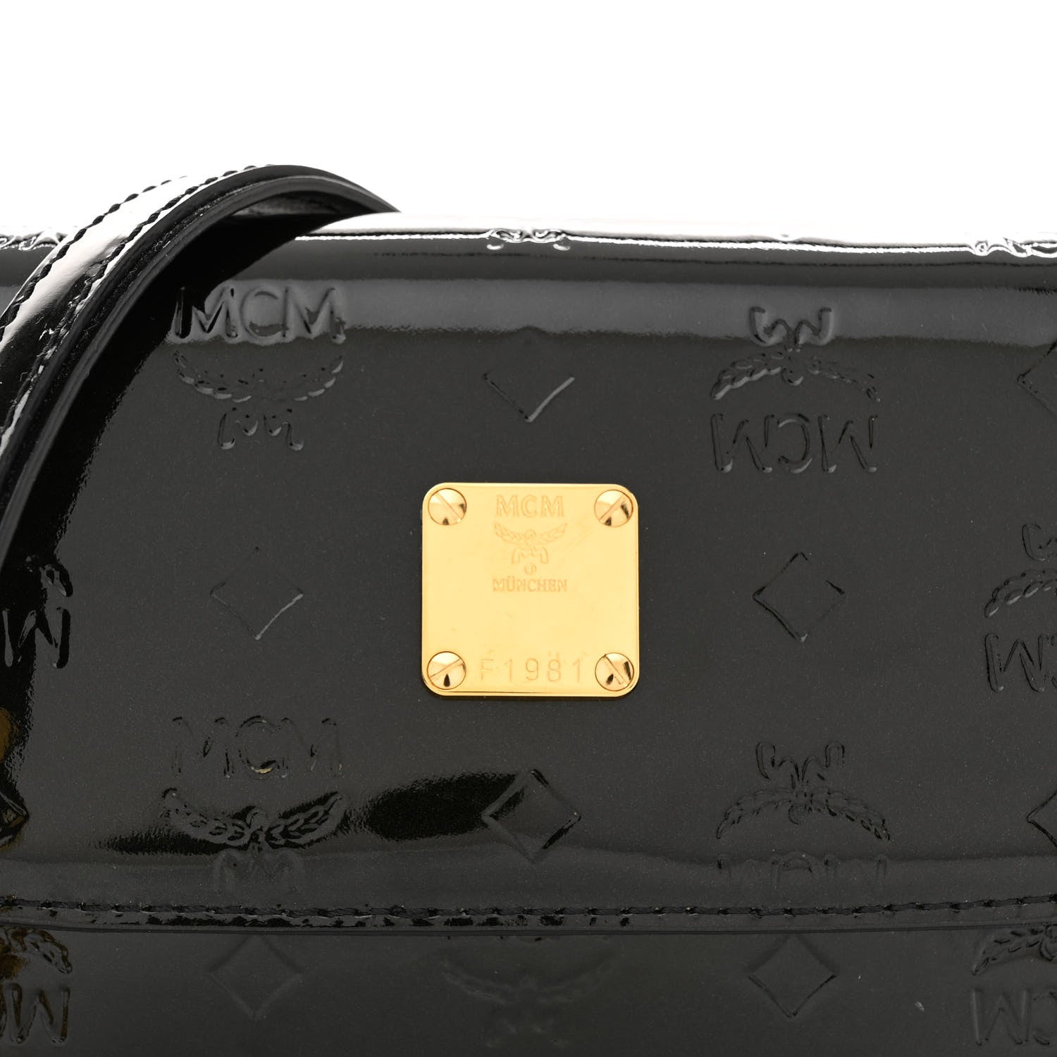 MCM Patent Monogram Mini Flap Bag Burgundy 8 of 11