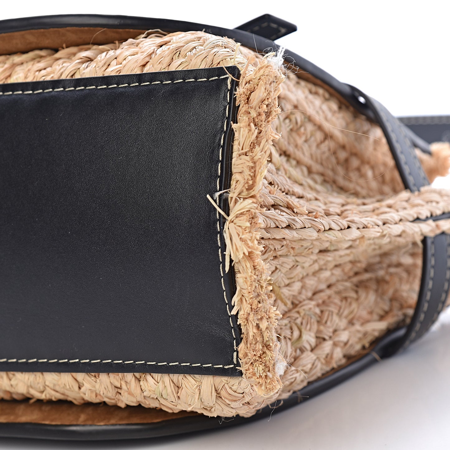 Calfskin Raffia Small Gate Tote Black