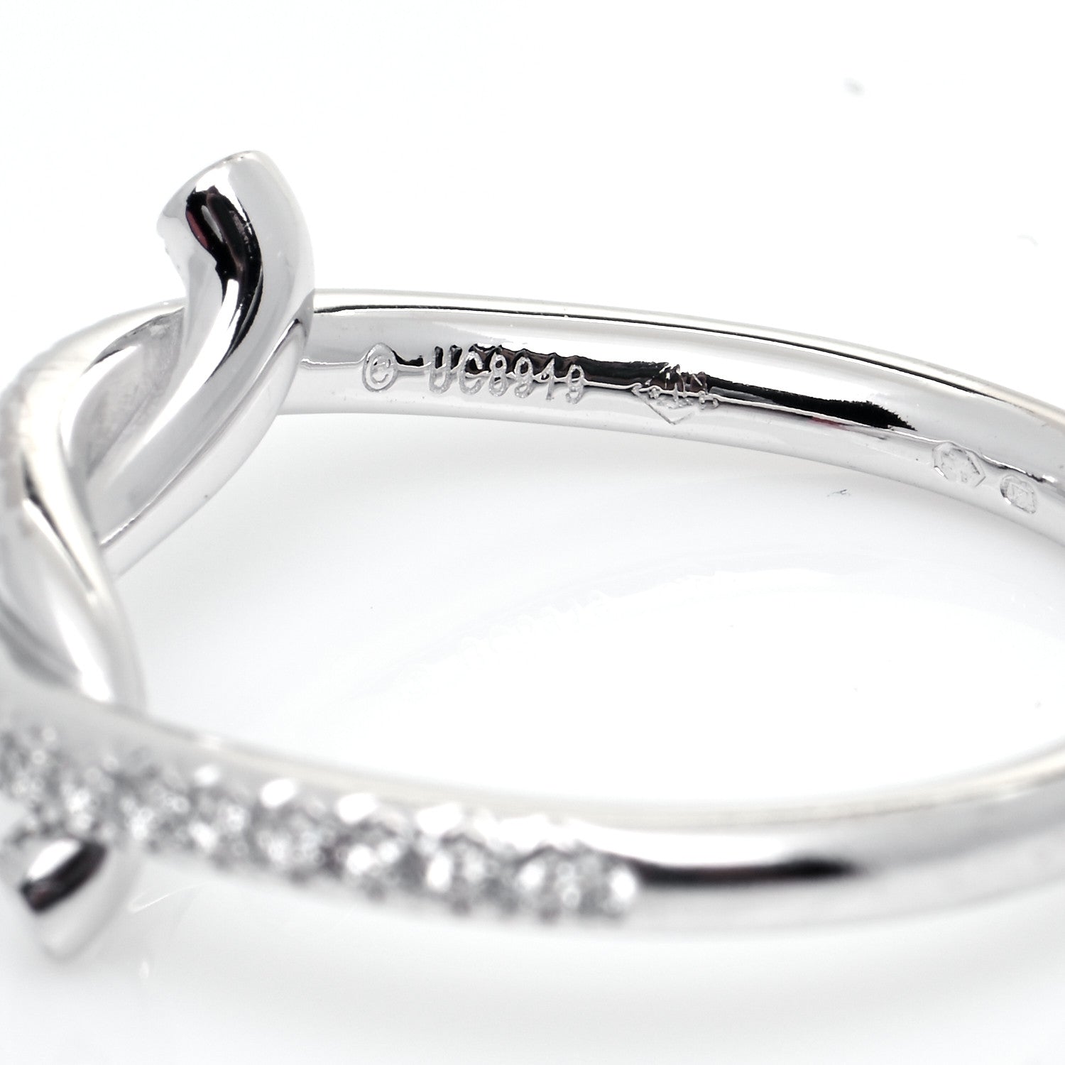 Cartier 18K White Gold Diamond Entrelaces Ring 57 8 5 of 7