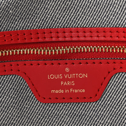 Louis Vuitton Denim Damier Monogram Patchwork Neverfull Blue Rouge 7 of 11