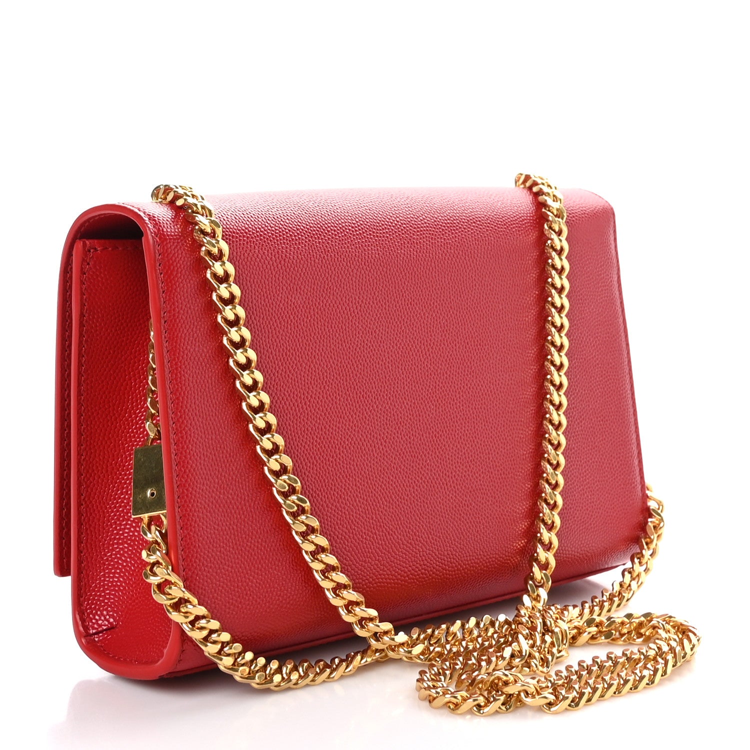 Saint Laurent Grain De Poudre Small Monogram Kate Satchel Bandana Red 3 of 8