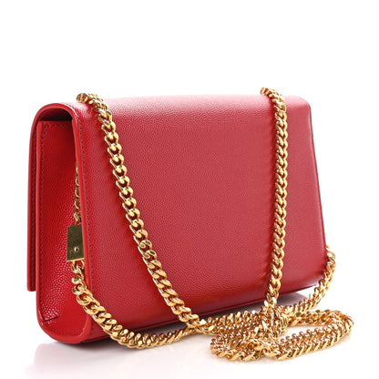 Saint Laurent Grain De Poudre Small Monogram Kate Satchel Bandana Red 3 of 8
