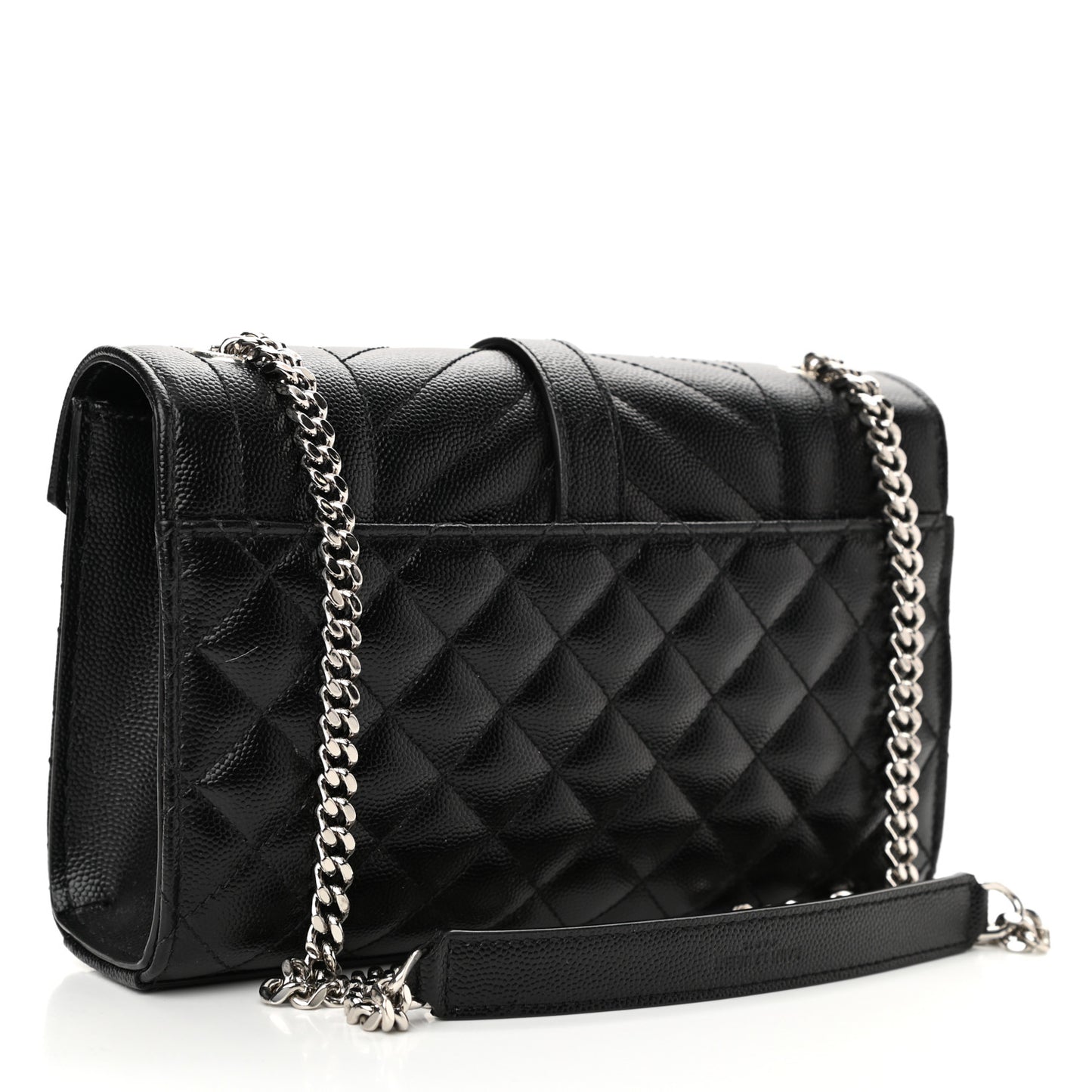 Grain De Poudre Textured Mixed Matelasse Triquilt Small Monogram Satchel Black