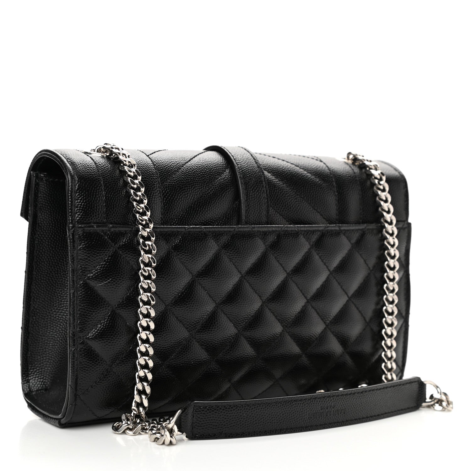 Saint Laurent Grain De Poudre Textured Mixed Matelasse Triquilt Small Monogram Satchel Black 3 of 9