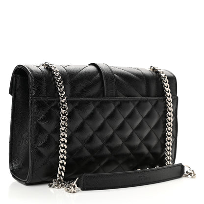 Saint Laurent Grain De Poudre Textured Mixed Matelasse Triquilt Small Monogram Satchel Black 3 of 9