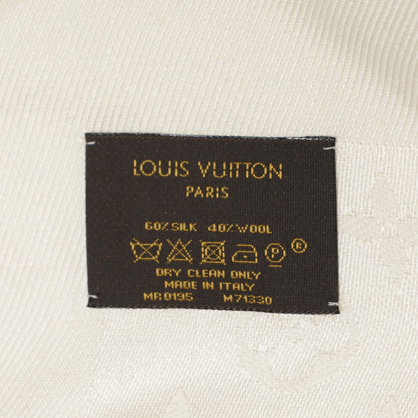 Wool Silk Monogram Shawl White