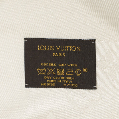 Louis Vuitton Wool Silk Monogram Shawl White 5 of 5