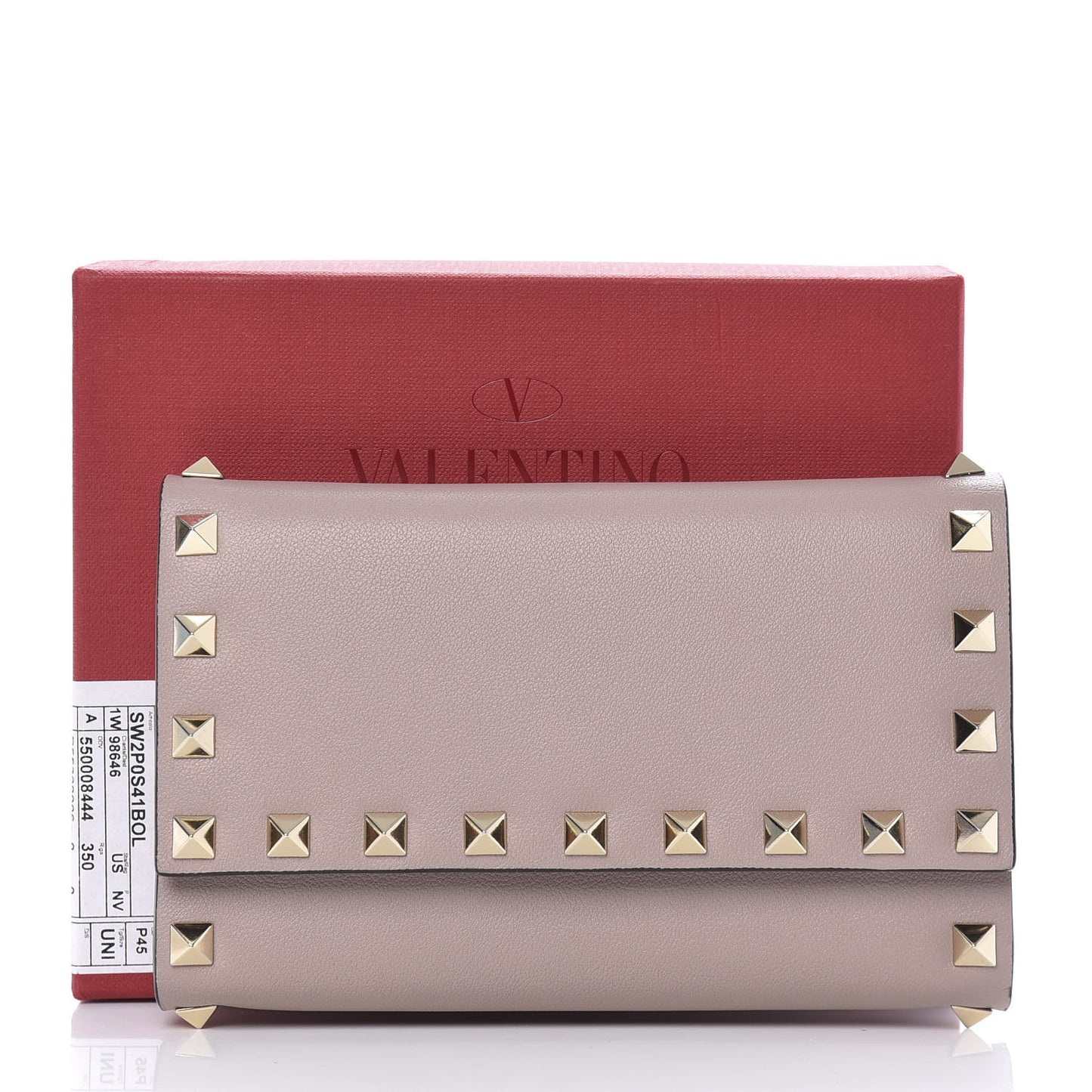 Vitello Rockstud Medium Wallet Poudre