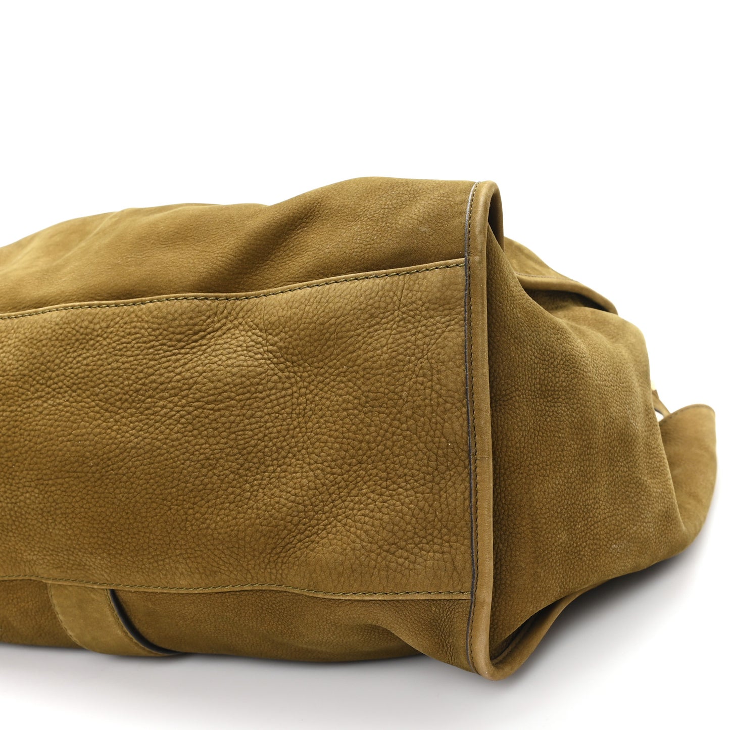 Nubuck Large Soft Stirrup Shoulder Bag Green