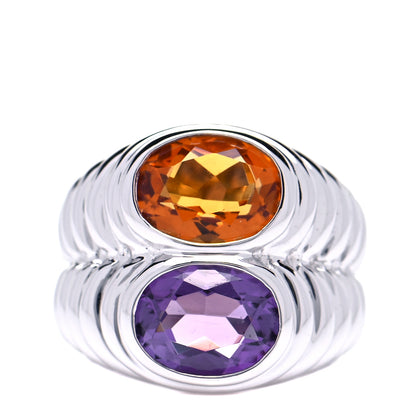 Bulgari 18K White Gold Amethyst Citrine Doppio Ring 50 5.25 1 of 5