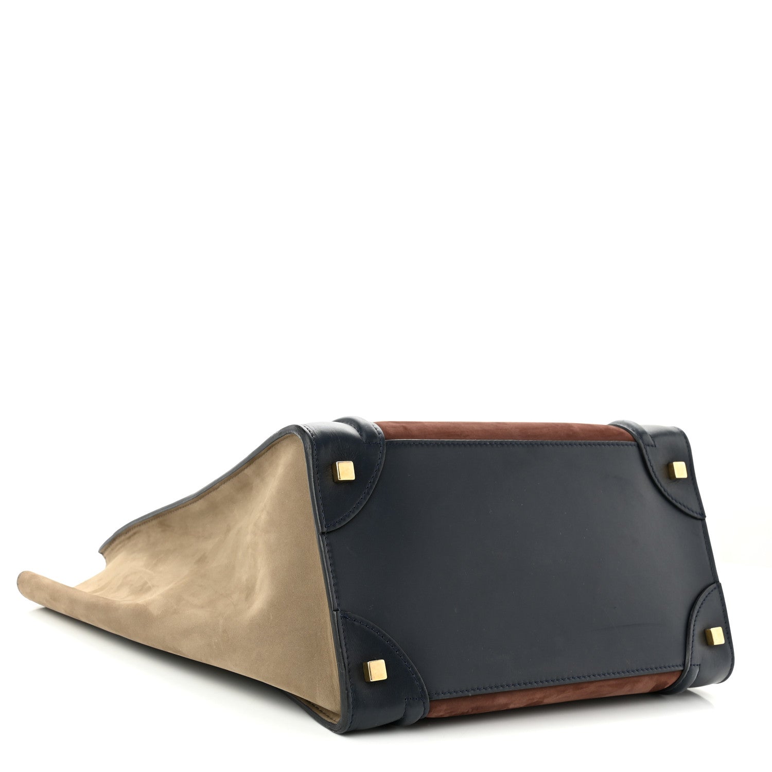 Celine Nubuck Smooth Calfskin Mini Tri-Color Luggage Marron 4 of 11