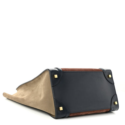 Celine Nubuck Smooth Calfskin Mini Tri-Color Luggage Marron 4 of 11