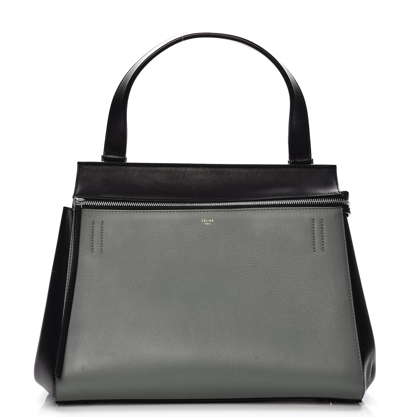 Calfskin Medium Bi-Color Edge Shoulder Bag Almond